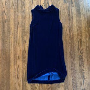 Beautiful Vintage deep blue genuine velvet sheath dress from 60s reverse collar